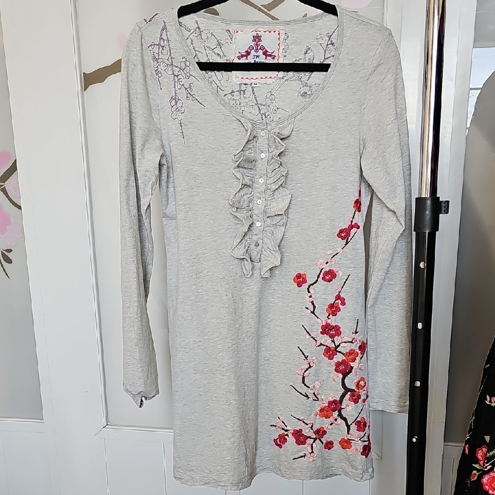 Johnny Was Tunic Cherry Blossom Floral Embroidery